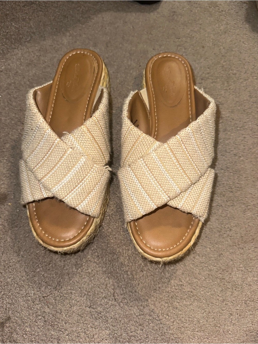 Target Beige Cross-Band Espadrille Platform Slide Sandals